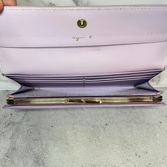 Agnes b. Lavender & Lilac Leather Long Wallet with Authenticity Card - Picture 9 of 14